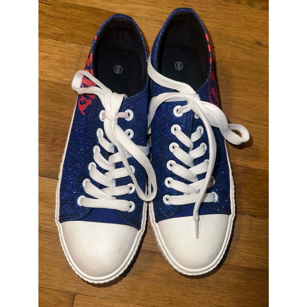 FOCO Women's Buffalo Bills Blue Glitter Low Top Canvas Sneakers Size 9